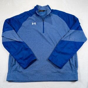 Under Armour ColdGear Quarter Zip Sweater Mens XL Blue Color Block Pullover